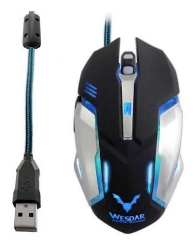 Kit Gamer Wesdar X2 Mouse 2400dpi 6 Botoes + Mouse Pad