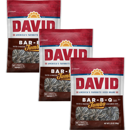 3pz. David  Semilla De Girasol Sabor Bar Bq 149gr.  Imp.
