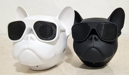 Mini Bocina Bluetooth Perro Bulldog Recargable Color Blanco