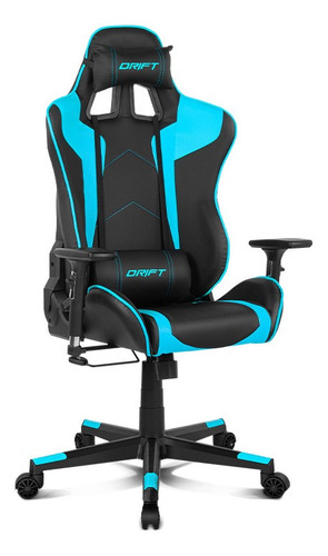 Imagen 1 de 1 de Silla de escritorio Drift DR300 gamer ergonómica negra y azul con tapizado de cuero sintético