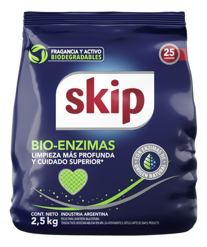 Skip Jabón En Polvo X 2.5kg Skip Bio-enzimas  