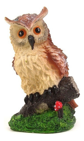 Coruja No Tronco Pássaro Estatueta Decorativa Em Resina Cor N/a