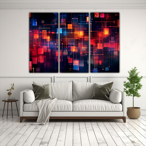 90x60cm Cuadros Abstractos En Tres Rectángulos Flores