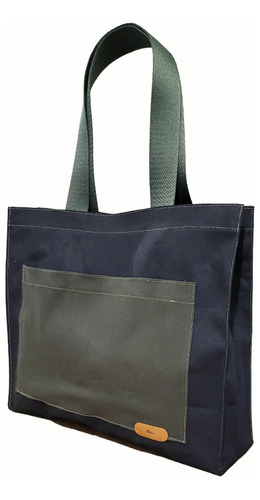 Bolso Tote. Bags 40x40x10 C/bolsillo En Tela De Jeans Negro