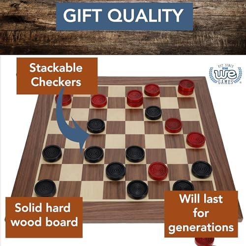 Juego De Damas De Madera Rojas Y Negras De La Vieja Escuela