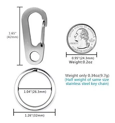 TI-EDC Titanium Keychain Carabiner Clip - Large Quick Release Snap Hook and Key Ring, Key Organizer Holder for Men and Women