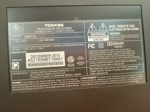 Imagen 3 de 5 de Tv Toshiba 55 Pulgadas, Reparar O Repuesto