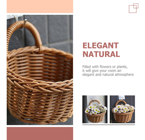 Elegante Cesta Colgante De Ratán De Imitación Con Forma De F