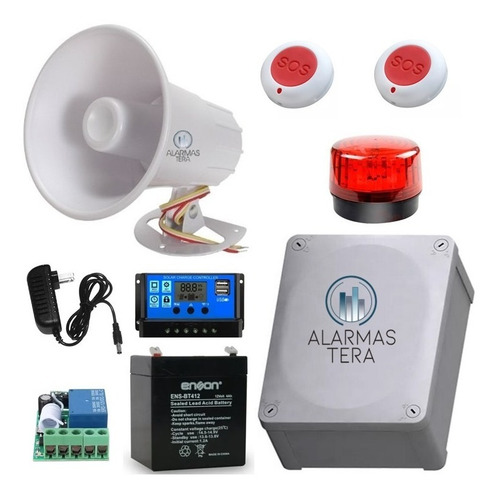 Sirena Alarma Vecinal Inalambrica Con Estrobo Control Remoto 433mhz Batería Respaldo