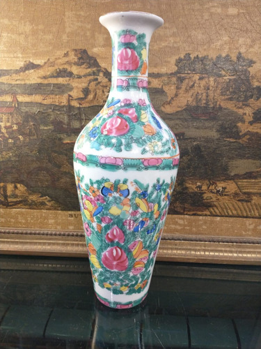 Antiguo Florero De Porcelana Oriental