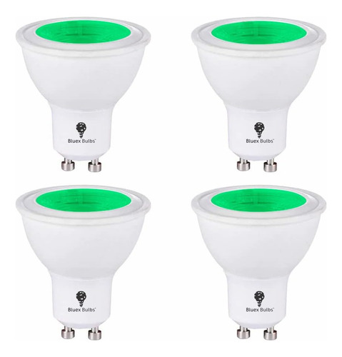 Bluex - Paquete De 4 Bombillas Led Verdes Gu10, 6 W (equival