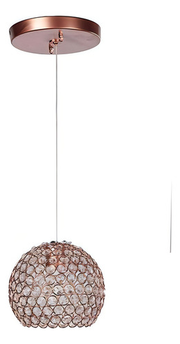 Candil Colgante de Cristal Cortado K9 Gamalux Globo Oro Rosa de 1 Luz E26 con Altura Ajustable