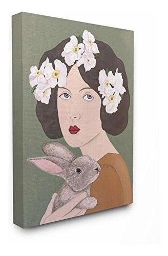 Stupell Industries - Pintura De Animales Para Mujer Y Conejo