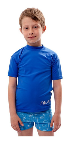 Remera Folau Uv50 Kids Manga Corta Azul Envío A Todo El País