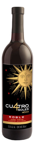 Vino Tinto Mexicano Cuatro Soles Cabernet Sauvignon Roble 750ml