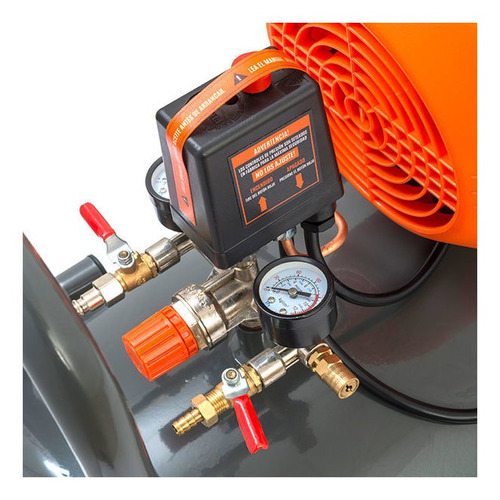 Imagen 4 de 4 de Compresor de aire eléctrico portátil Daewoo DAC24D monofásico 24L 2hp 220V 50Hz negro/naranja