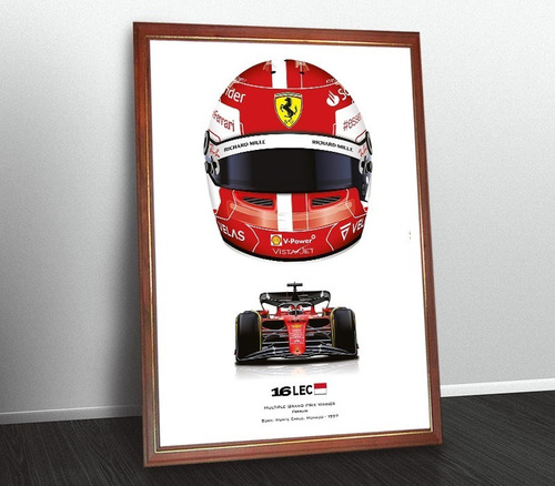Cuadro Decorativo Poster Leclerc Ferrari Casco F1 Fórmula 1