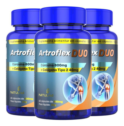 Kit 3x Artroflex Duo Cúrcuma + Colágeno Tipo Ii 60 Cápsulas