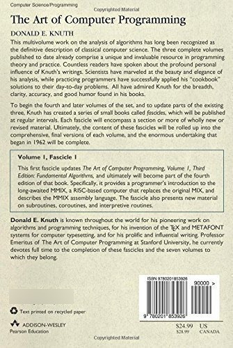 Art Ofputer Programming, Volume 1, Fascicle 1,.., de Knuth, Donald. Editorial Addison-Wesley Professional en inglés