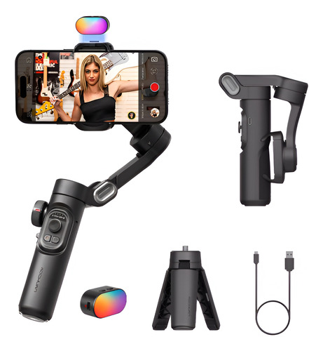 Estabilizador De Imagen Gimbal Aochuan Smart Xe Con Luz De Relleno Integrada.