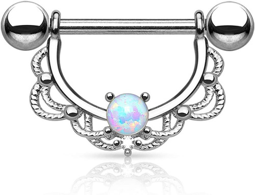 Dynamique Opal Center Filigree Drop 316l Surgical Steel Nipp