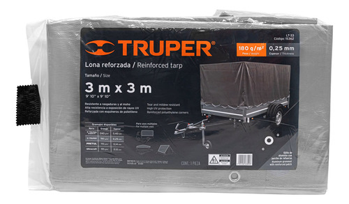 Lona Reforzada, 3 X 3 M, Gris