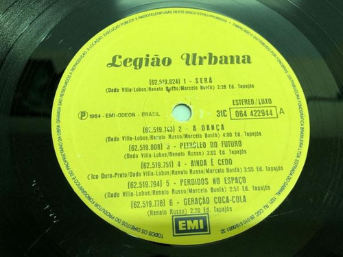 Lp Vinil Legião Urbana 1984 Emi 1984 (Usado)