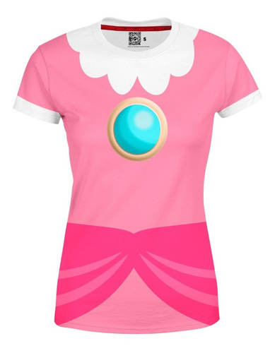 Playera Sublimada Dama Full Print Traje Peach Súper Mario