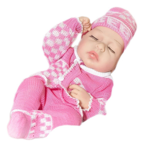 Muñeco Bebe Prematuro Dormido 31 Cm Rosa