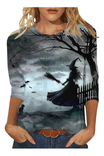 Camiseta Para Mujer, Moda De Halloween, Casual, Estampado En