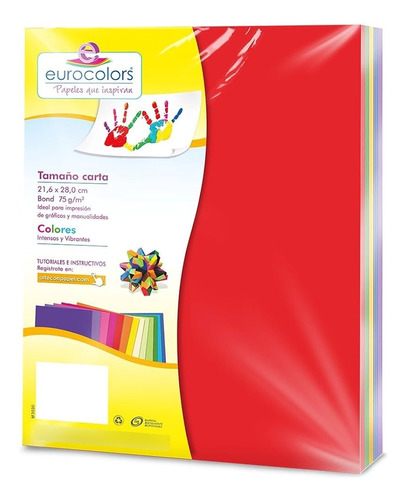 100 Papel Bond Colores Surtidos Tamaño Carta