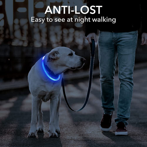 Collar De Perro Con Luz Led, Recargable Usb Corte Ajustable
