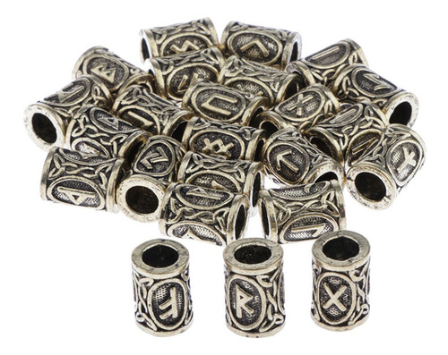 48x Cuentas De Runas Vikingas Barba Para El Cabello Pulseras