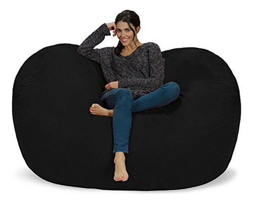 Funda Sillón Puf Chill Sack, 6 Pies, Microsuede - Negro