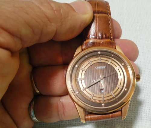 Relógio Orient Quartz Rose Pulseira Couro Original 30m Veja