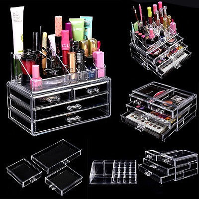 Maquillaje Acrílico Cosméticos Organizador 4 Cajones Joyero 