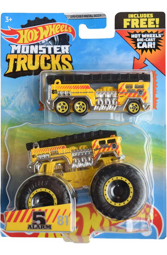 Alarma miniatura Hot Wheels Monster Trucks 5 (7403), color amarillo