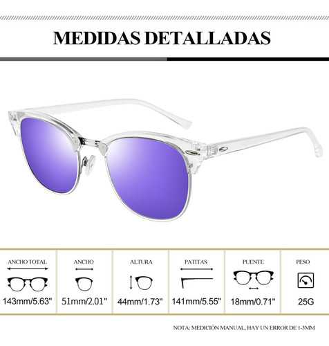 Lentes De Sol Mujer Dama Polarizados Anti Luz Solar Uv Cuadrados De Moda Diseño Clásico Proteger Los Ojos Espejo Diseño Morado/blanco