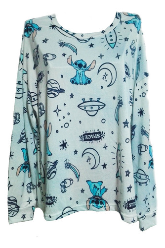 Pijama Polera Stitch Space Niño Niña Talla M Disney