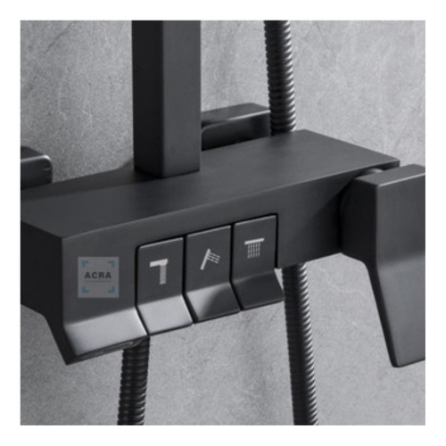 Barral/columna De Ducha/baño En Negro Mate Con Botones Acra