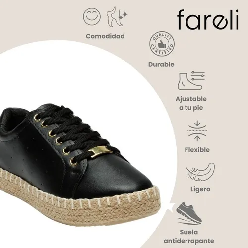 Tenis Dama Yute Para Mujer Casuales Negros Sara Fareli