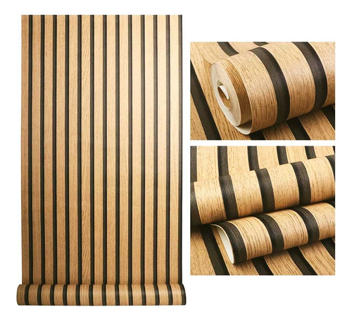 Papel Vinilo Tapiz Adhesivo Madera De 10 M X 45 Cm Lineas