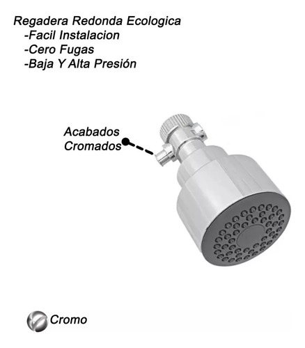Regadera Redonda Ecológica Cromada Con Obturador Sin Brazo Acabado Mate Alfa XK-21-FA
