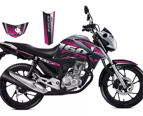 Adesivo Carenagem Ah Ha Moto Honda Cg Fan 160 2016/2021 Rosa