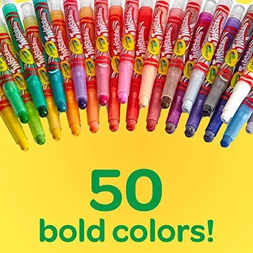 Crayola Twistables Crayons Coloring Set, Kids Stocking Stuffers, 50 Count