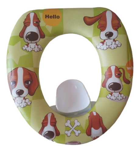 Adaptador Reductor De Inodoro Para Niños- Un Mes De Uso Verde Claro Perritos (Usado)