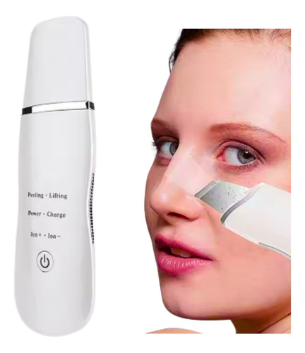 Espátula Facial Ultrasónica Recargable Peeling Skin Scrubber Blanco