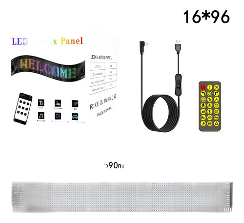 Letrero Led Auto Luminoso Programable Control App 59cmmx12cm Londres