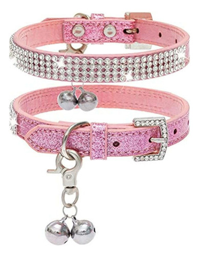 Pupteck Basico Ajustable Perro Gato Collar Bling Diamante C