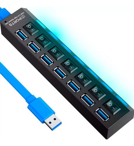 Régua Hub Usb 3.0 Diversas Entradas 7 Portas Usb Mouse Hd Ex